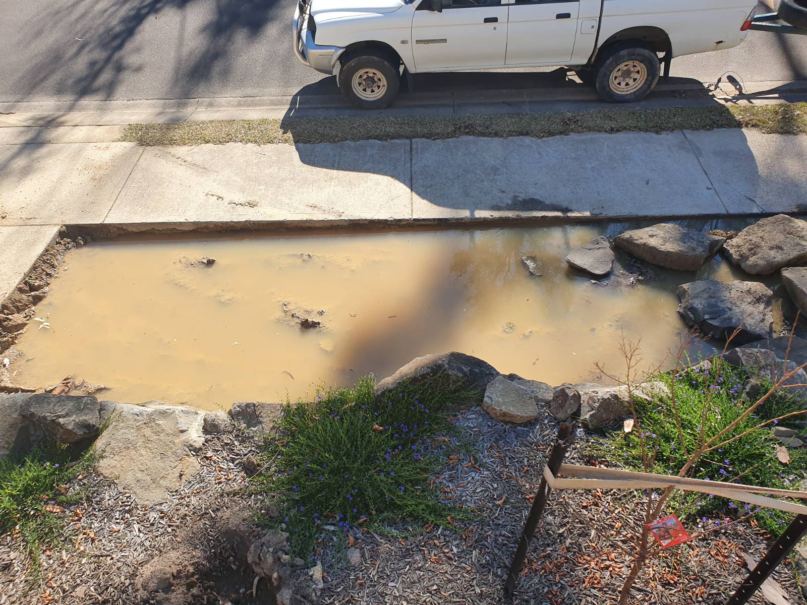 Front lawn parking ideas, a steep block and water