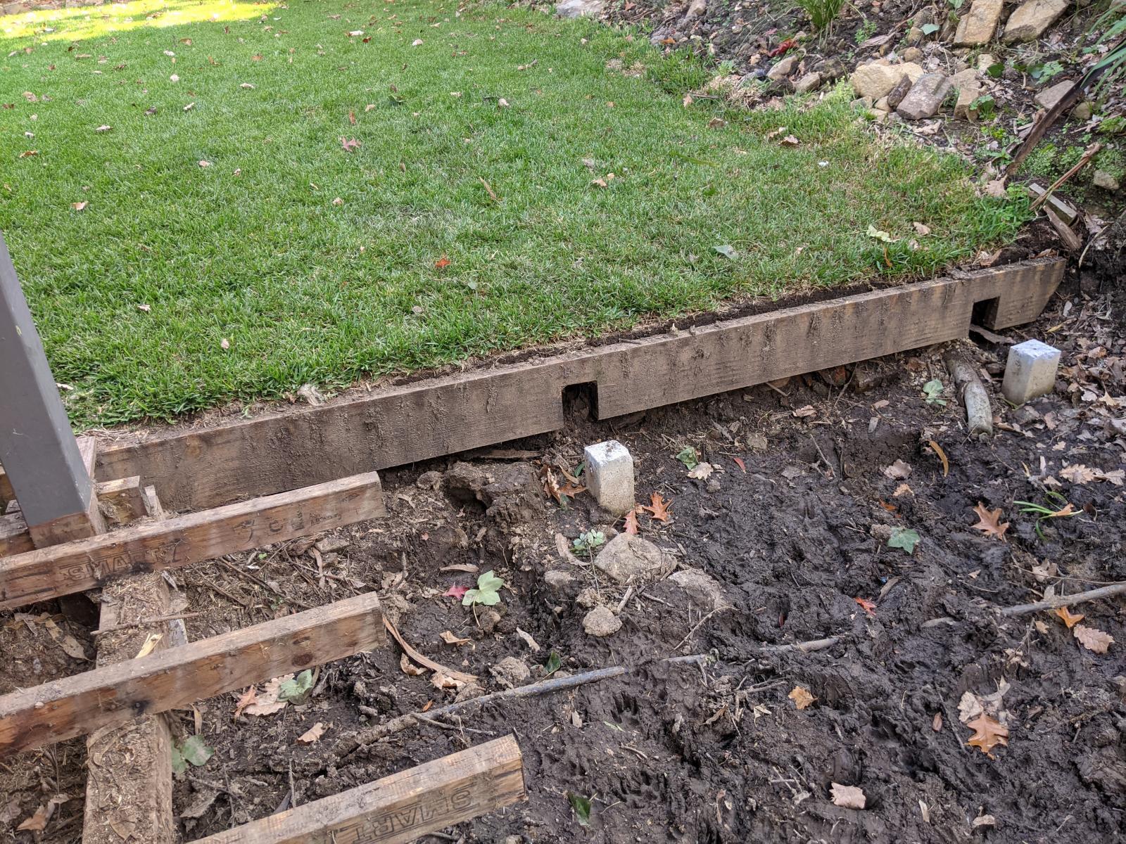 Ground level deck and drainage